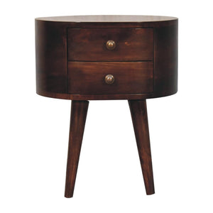 Rounded Bedside Table | Solid Mango Wood | California Walnut Finish