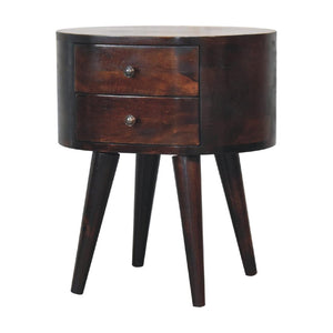 Rounded Bedside Table | Walnut Finish | Soft-Edge Design