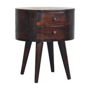Rounded Bedside Table | Walnut Finish | Soft-Edge Design