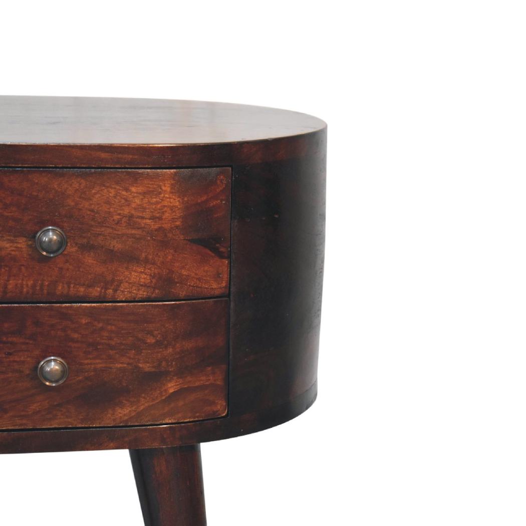 Rounded Bedside Table | Walnut Finish | Soft-Edge Design