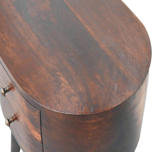 Rounded Bedside Table | Walnut Finish | Soft-Edge Design