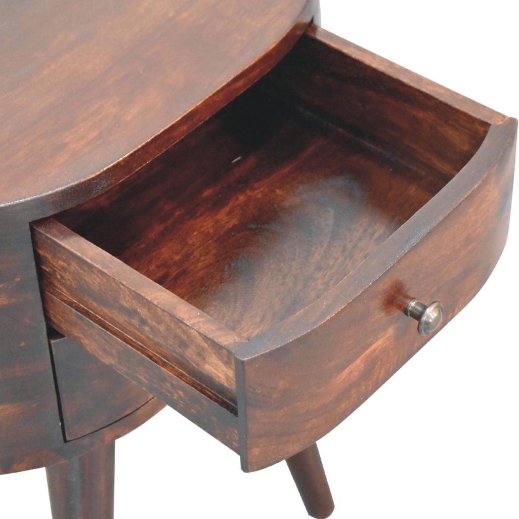 Rounded Bedside Table | Walnut Finish | Soft-Edge Design