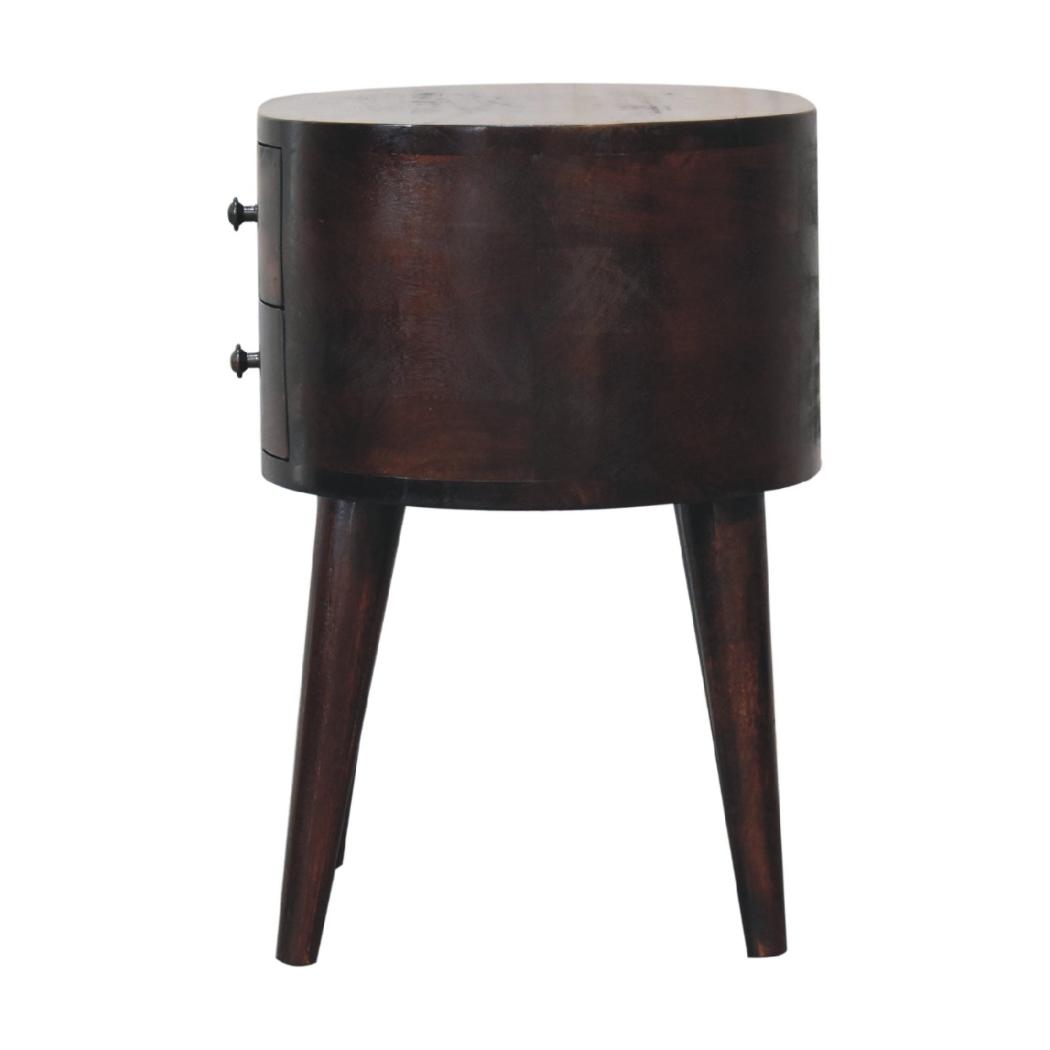 Rounded Bedside Table | Walnut Finish | Soft-Edge Design