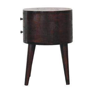 Rounded Bedside Table | Walnut Finish | Soft-Edge Design
