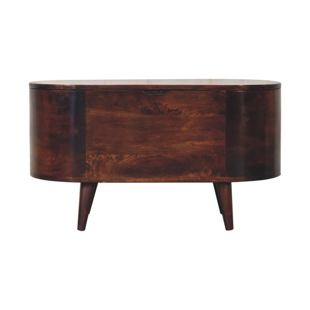 Rounded Blanket Box | Walnut Finish | Lift-Up Storage
