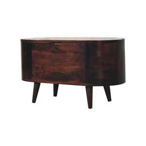 Rounded Blanket Box | Walnut Finish | Lift-Up Storage