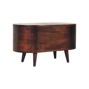 Rounded Blanket Box | Walnut Finish | Lift-Up Storage