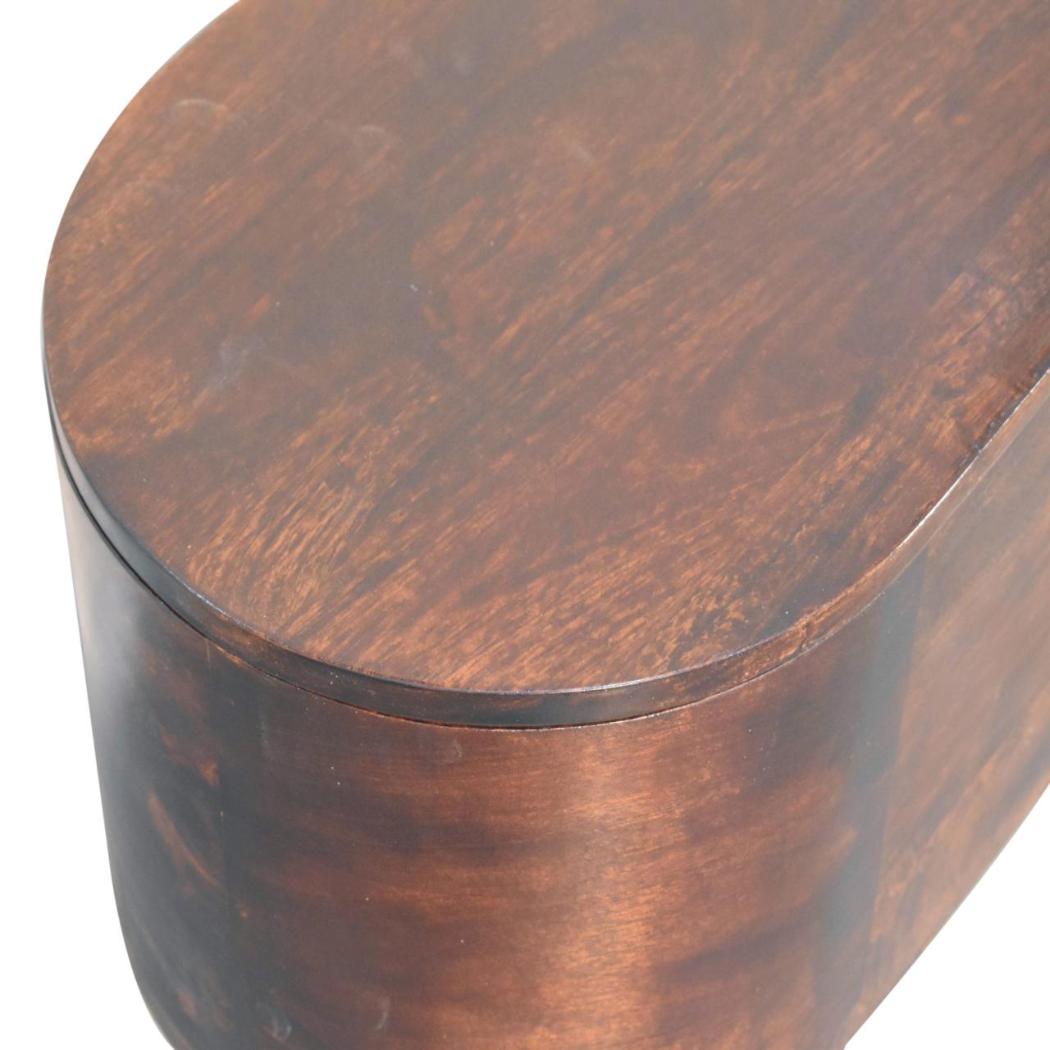 Rounded Blanket Box | Walnut Finish | Lift-Up Storage