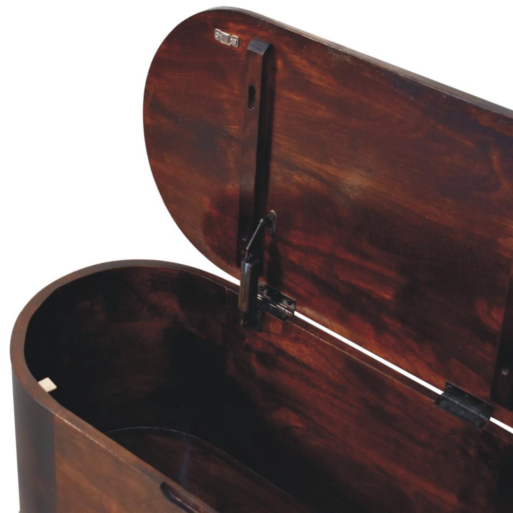 Rounded Blanket Box | Walnut Finish | Lift-Up Storage