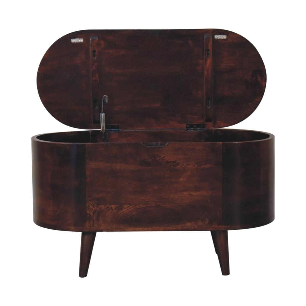 Rounded Blanket Box | Walnut Finish | Lift-Up Storage