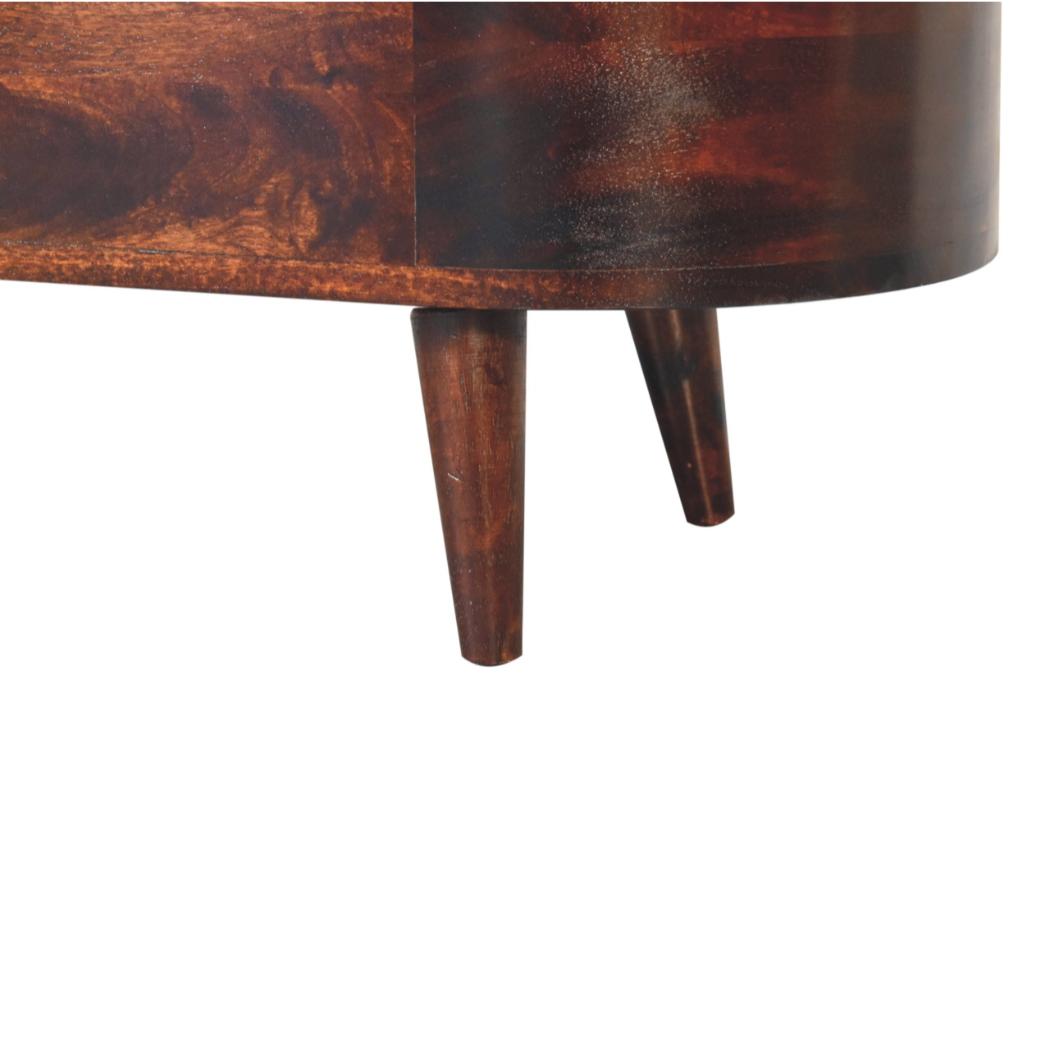 Rounded Blanket Box | Walnut Finish | Lift-Up Storage