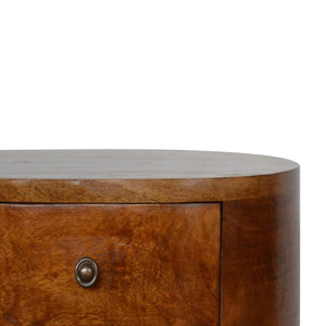 Rounded Chestnut Bedside Table | Curved Profile | Bedroom Storage