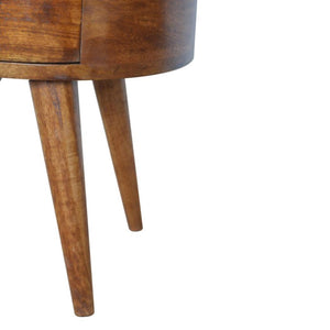 Rounded Chestnut Bedside Table | Curved Profile | Bedroom Storage