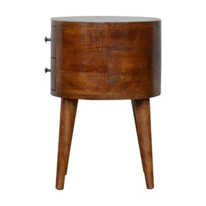 Rounded Chestnut Bedside Table | Curved Profile | Bedroom Storage