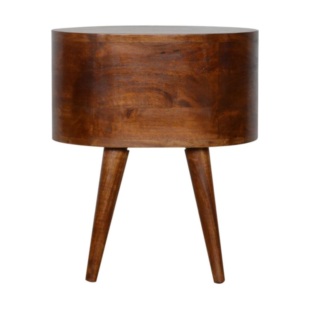 Rounded Chestnut Bedside Table | Curved Profile | Bedroom Storage