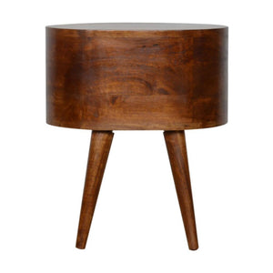 Rounded Chestnut Bedside Table | Curved Profile | Bedroom Storage