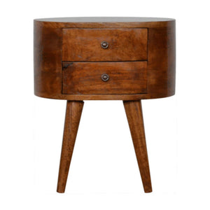 Rounded Chestnut Bedside Table | Curved Profile | Bedroom Storage