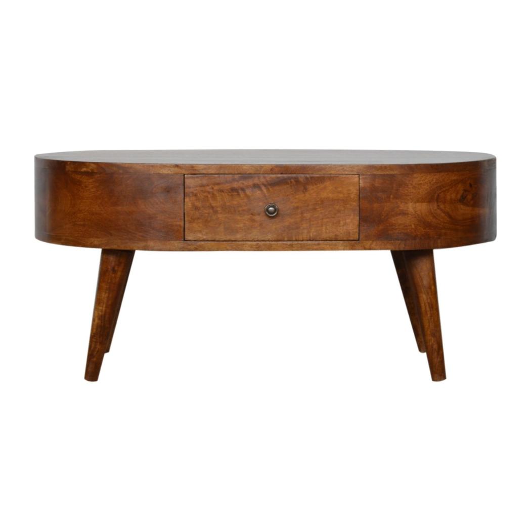 Rounded Coffee Table | Chestnut Finish | Contemporary Living Room Furniture