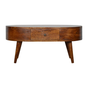 Rounded Coffee Table | Chestnut Finish | Contemporary Living Room Furniture