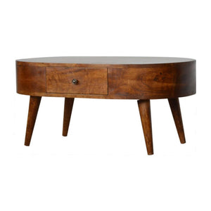 Rounded Coffee Table | Chestnut Finish | Contemporary Living Room Furniture
