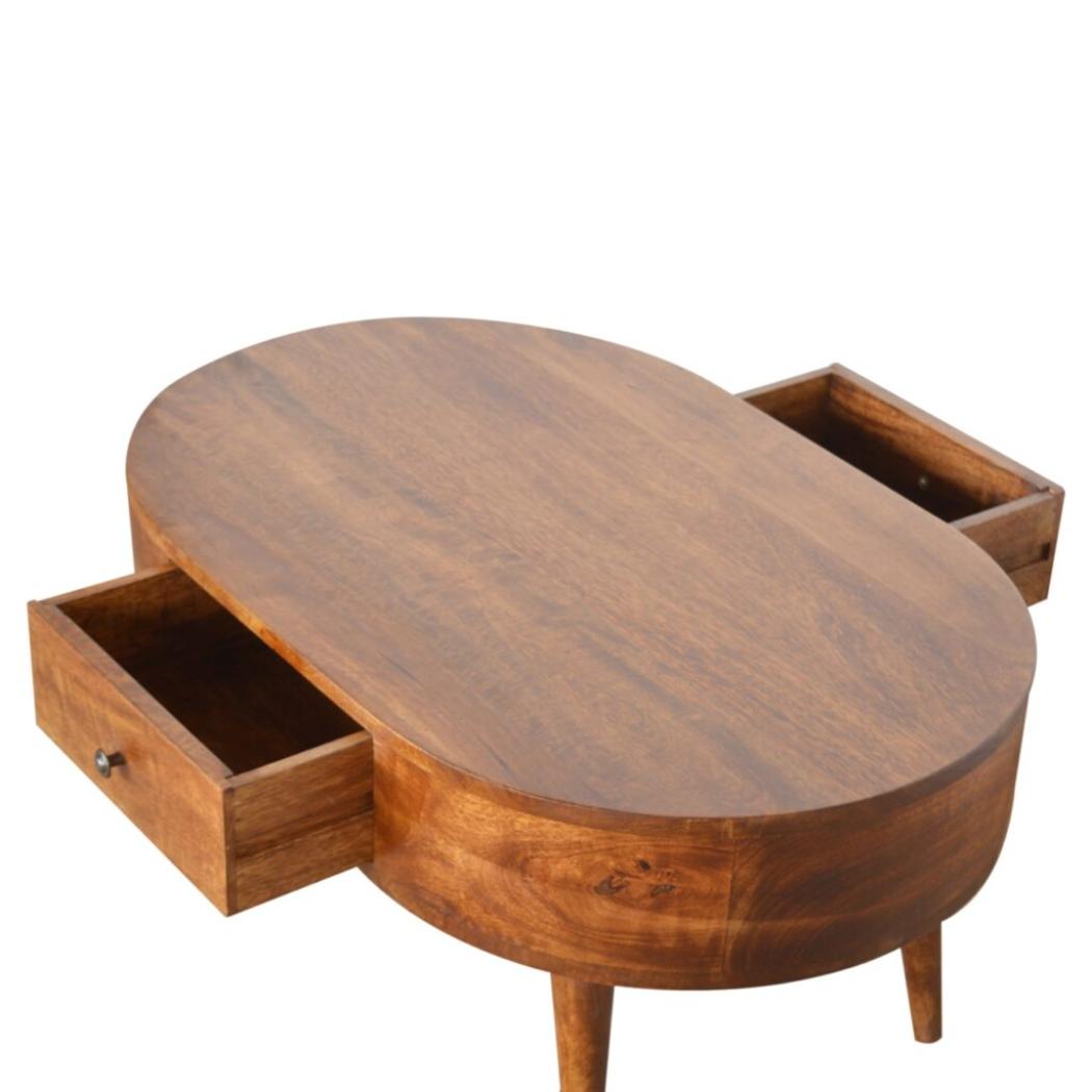 Rounded Coffee Table | Chestnut Finish | Contemporary Living Room Furniture
