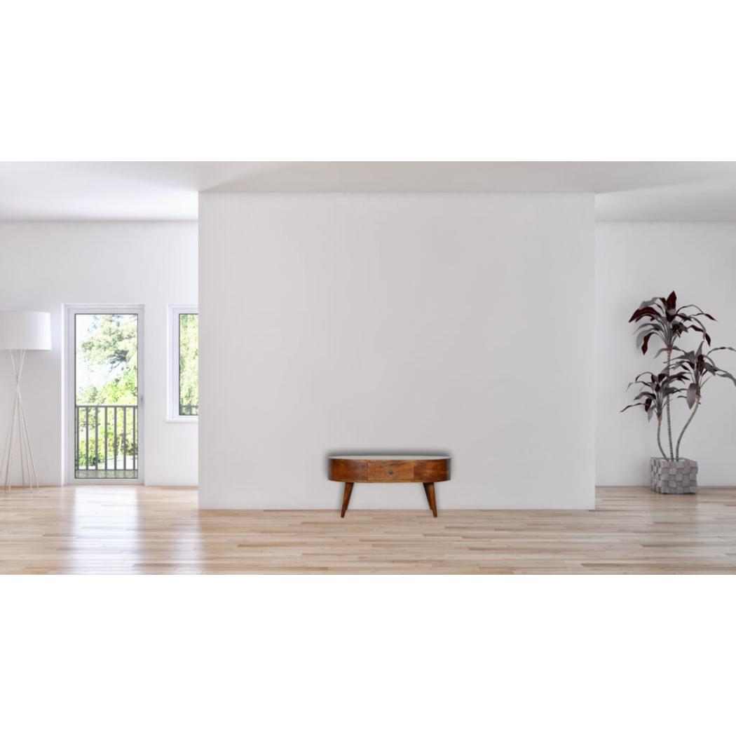 Rounded Coffee Table | Chestnut Finish | Contemporary Living Room Furniture