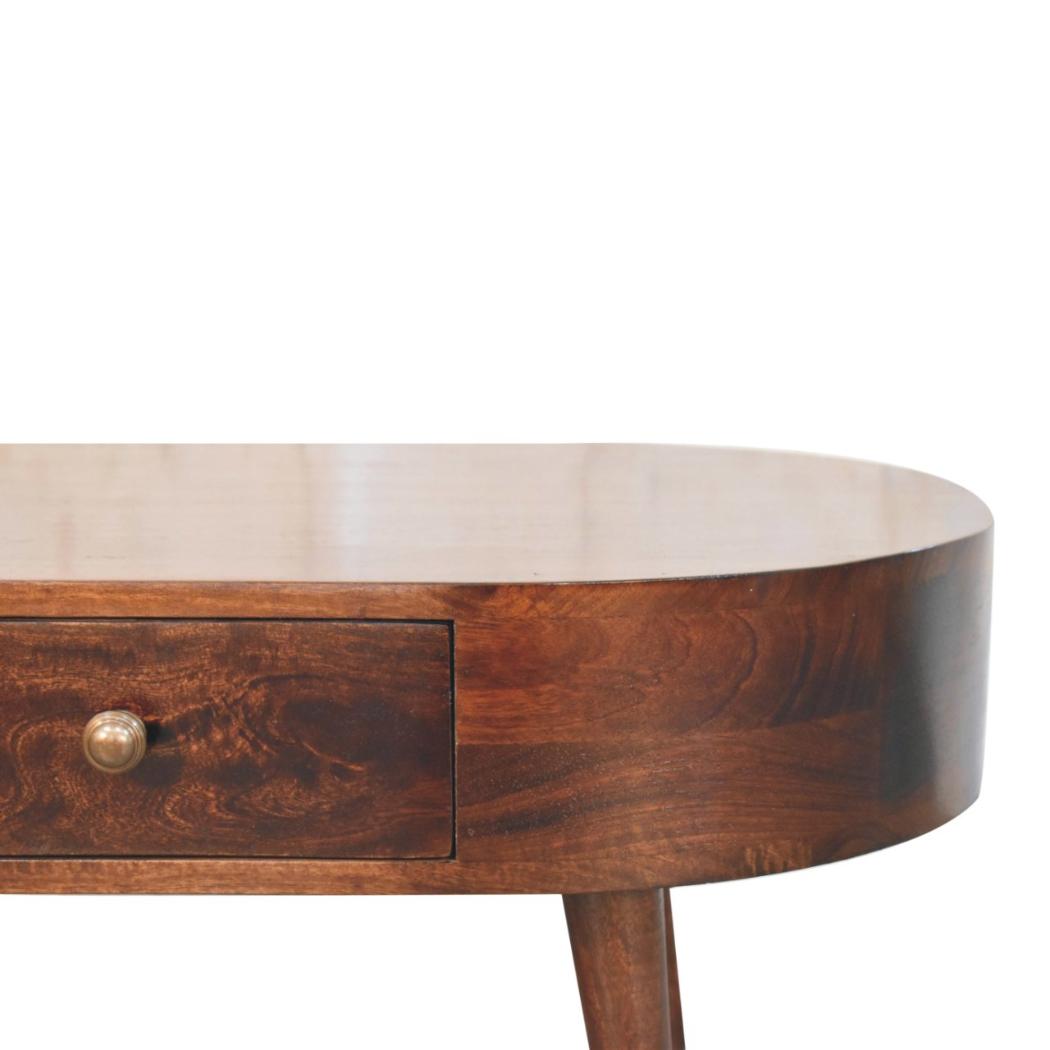 Rounded Coffee Table | Solid Mango Wood | California Walnut Finish