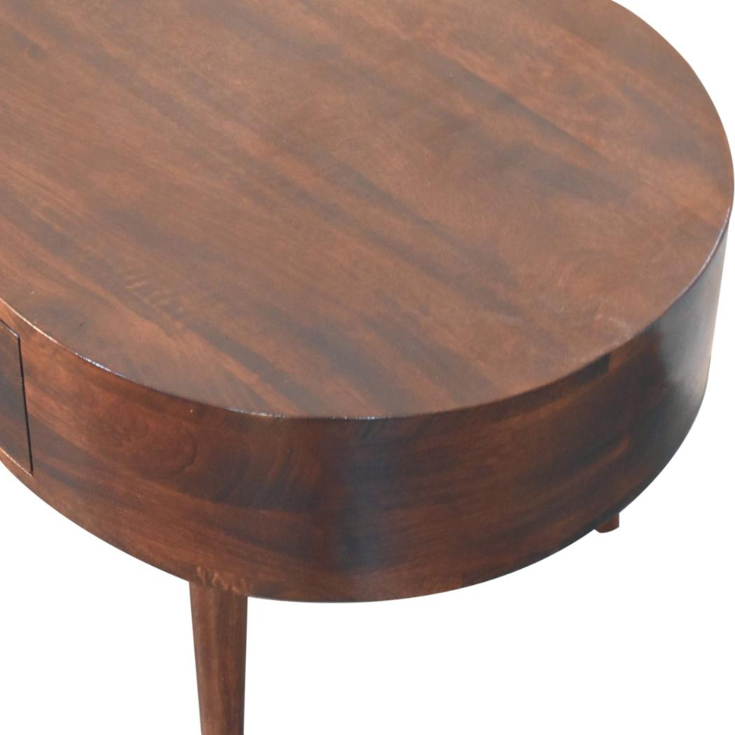 Rounded Coffee Table | Solid Mango Wood | California Walnut Finish