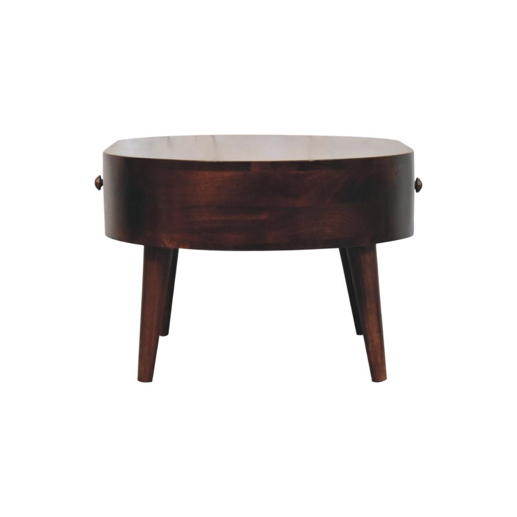 Rounded Coffee Table | Solid Mango Wood | California Walnut Finish