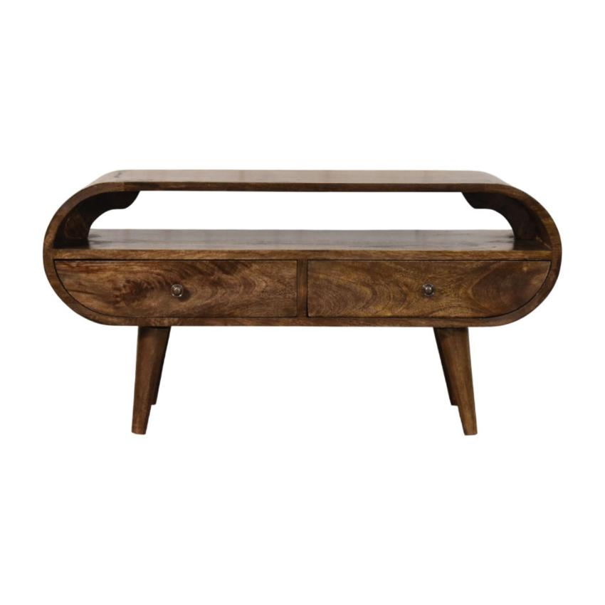 Rounded Edge 2 Drawer Media Unit | Solid Wood TV Stand