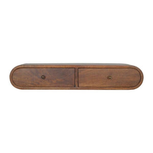 Rounded Floating Console Table | Solid Mango Wood | Chestnut Finish