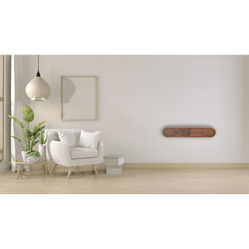Rounded Floating Console Table | Solid Mango Wood | Chestnut Finish