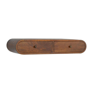 Rounded Floating Console Table | Solid Mango Wood | Chestnut Finish