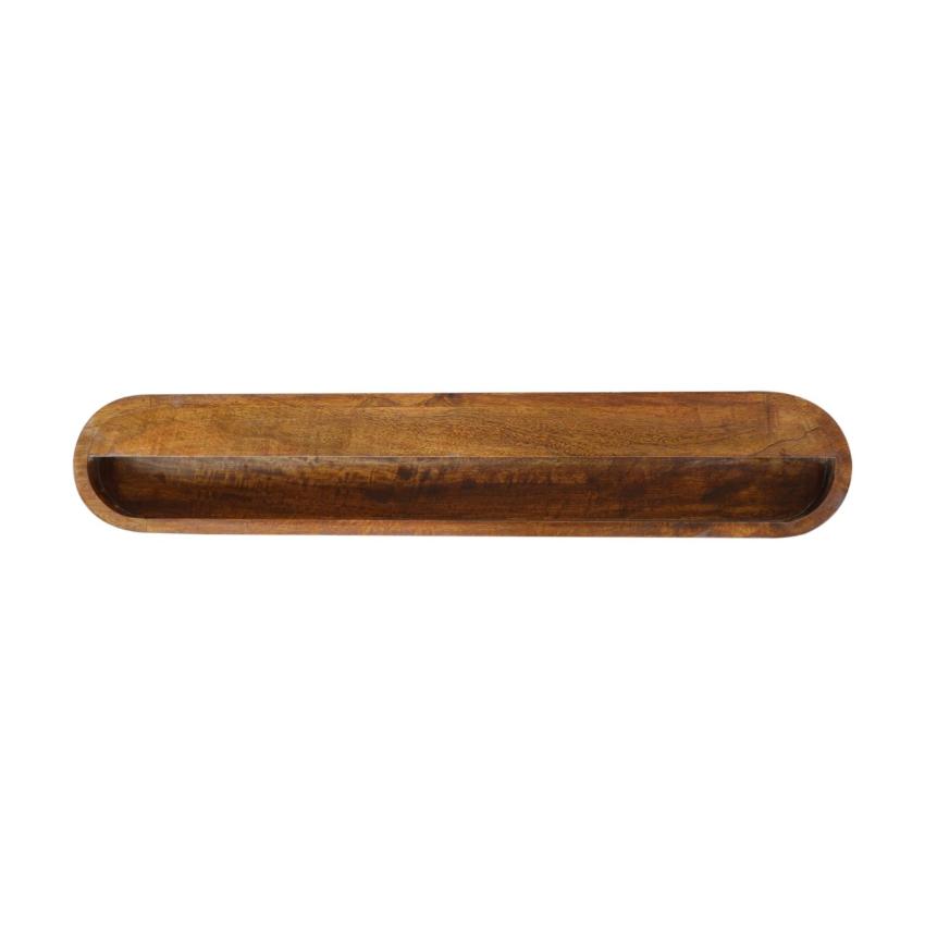 Rounded Floating Console Table | Solid Mango Wood | Chestnut Finish