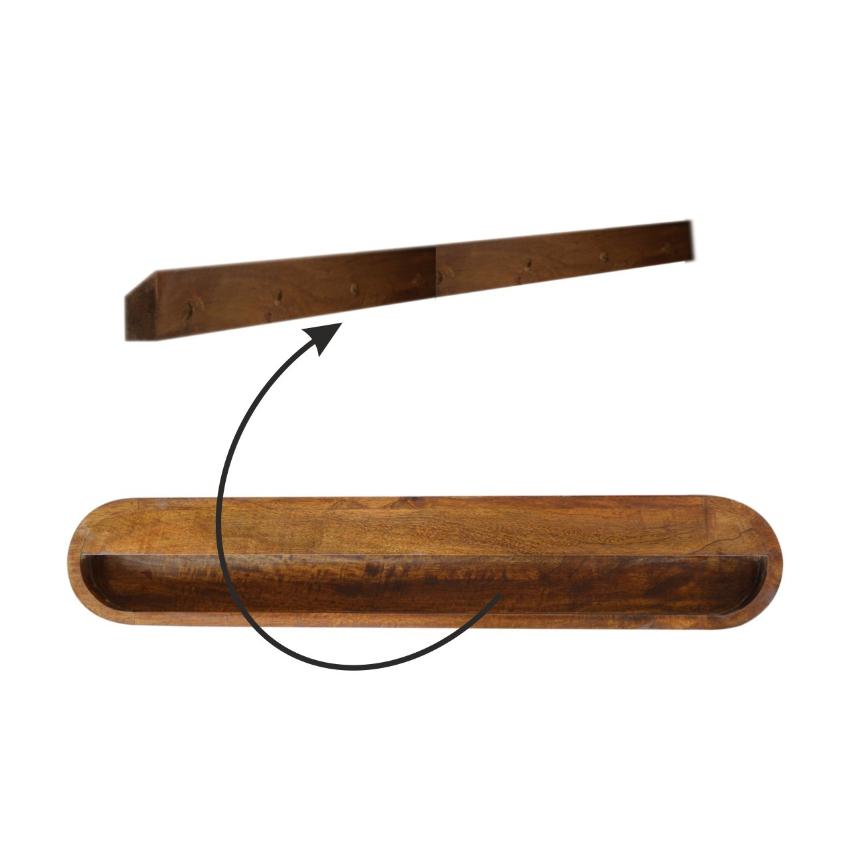 Rounded Floating Console Table | Solid Mango Wood | Chestnut Finish