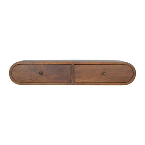 Rounded Floating Console Table | Solid Mango Wood | Chestnut Finish