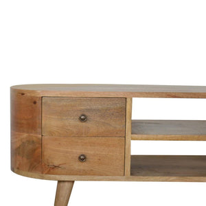 Rounded Oak Finish Media Unit | 4 Drawers | Solid Mango Wood