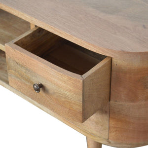 Rounded Oak Finish Media Unit | 4 Drawers | Solid Mango Wood