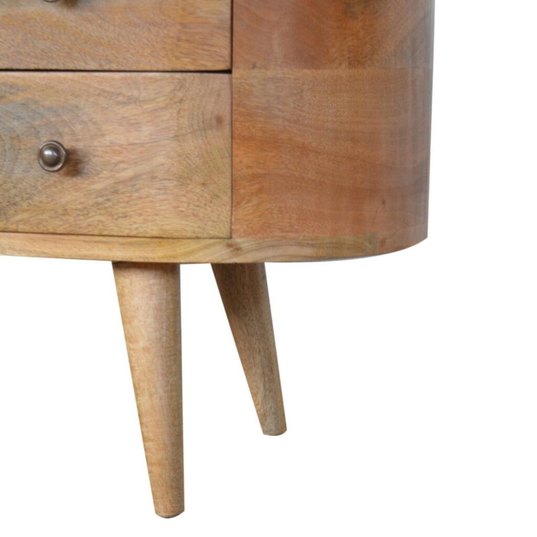 Rounded Oak Finish Media Unit | 4 Drawers | Solid Mango Wood