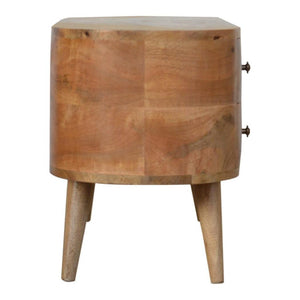 Rounded Oak Finish Media Unit | 4 Drawers | Solid Mango Wood