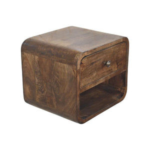 Rounded One Drawer Nightstand | Solid Wood Bedside Table