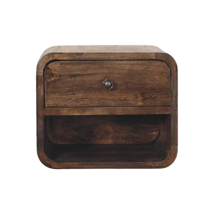 Rounded One Drawer Nightstand | Solid Wood Bedside Table