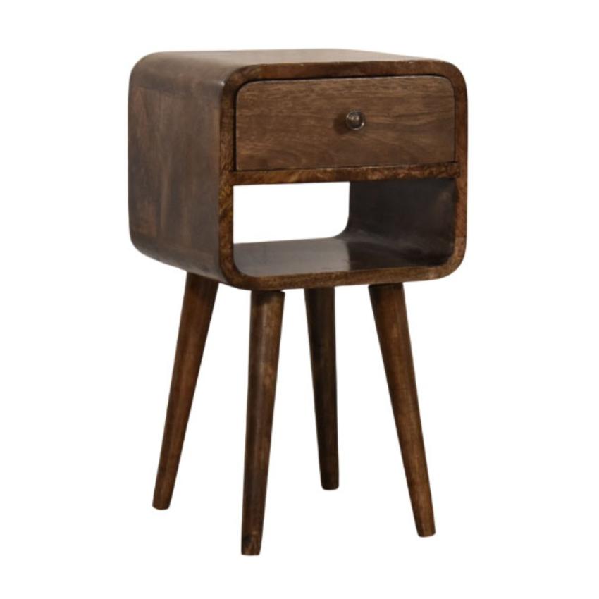 Rounded Open Shelf Bedside | Solid Wood Nightstand