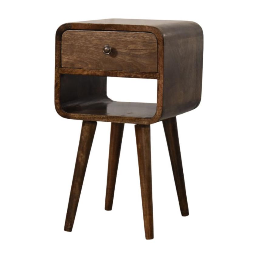 Rounded Open Shelf Bedside | Solid Wood Nightstand