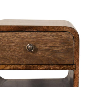Rounded Open Shelf Bedside | Solid Wood Nightstand