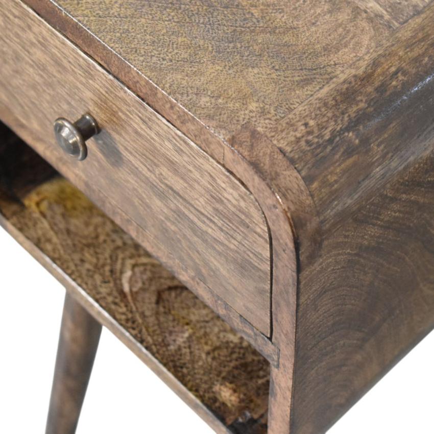 Rounded Open Shelf Bedside | Solid Wood Nightstand