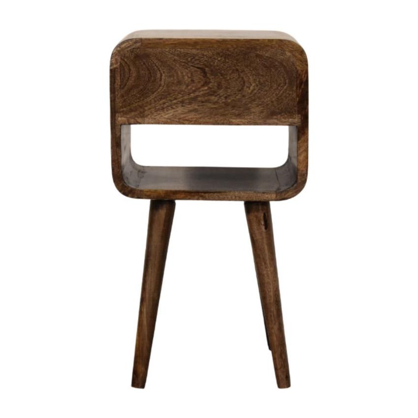 Rounded Open Shelf Bedside | Solid Wood Nightstand