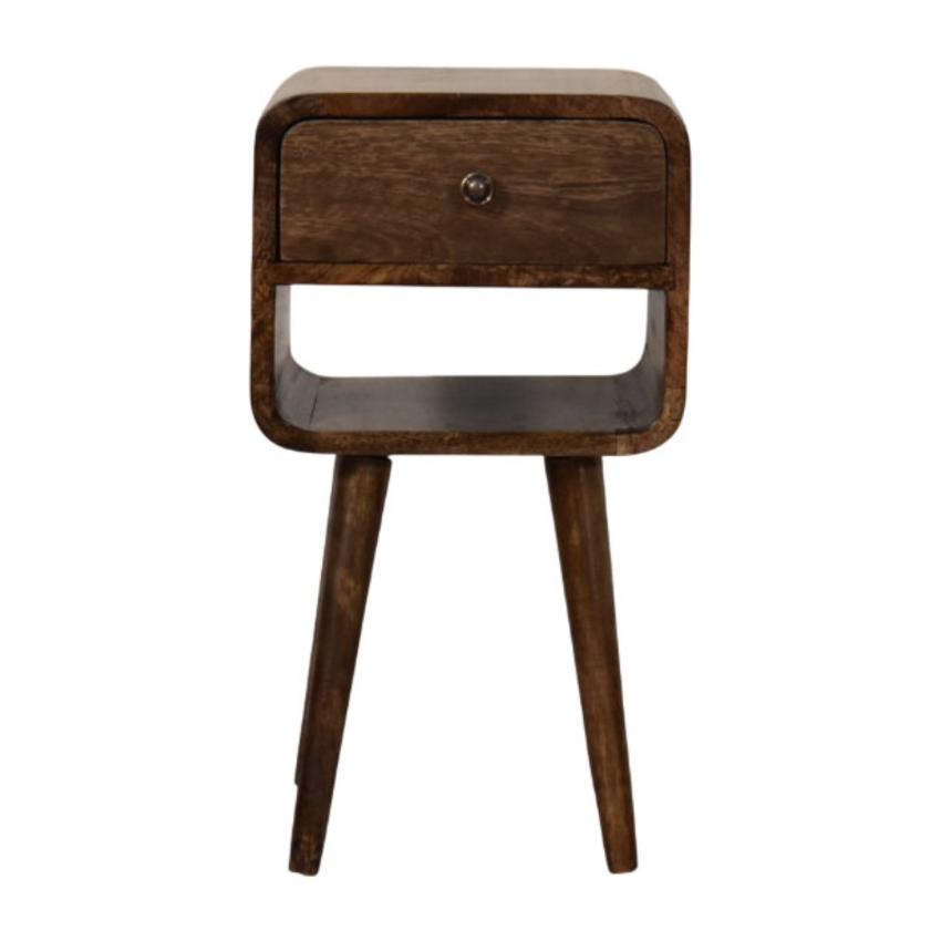 Rounded Open Shelf Bedside | Solid Wood Nightstand