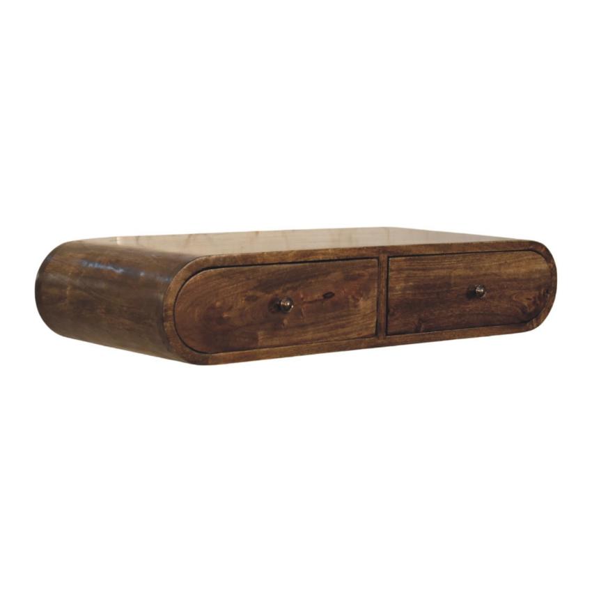 Rounded Wall-Mounted Console | 2 Drawer Floating Storage