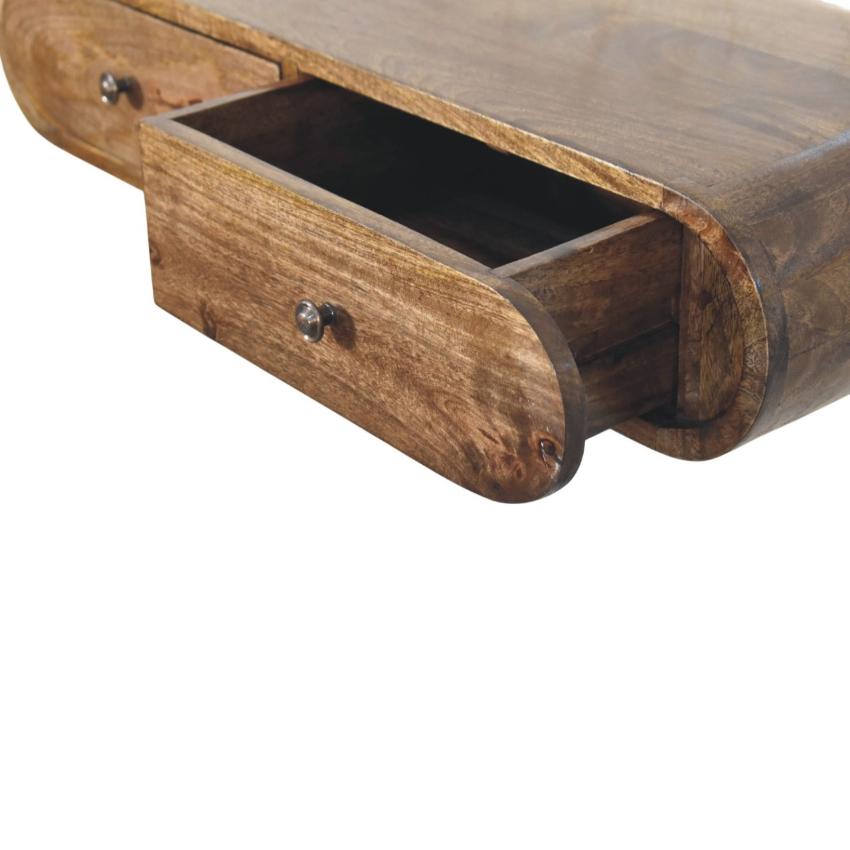 Rounded Wall-Mounted Console | 2 Drawer Floating Storage